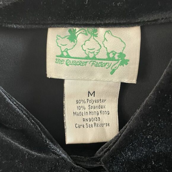 Vtg Quacker Factory Tunic Womens Medium Black Velvet Button Up Whimsigoth Fairy - Picture 3 of 9